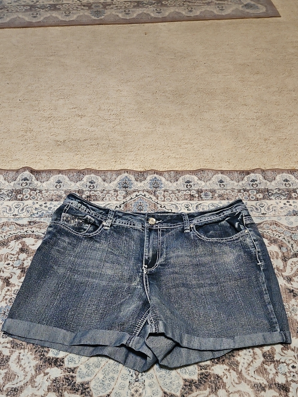 Cato Dark Blue Denim Rolled-Hem Shorts